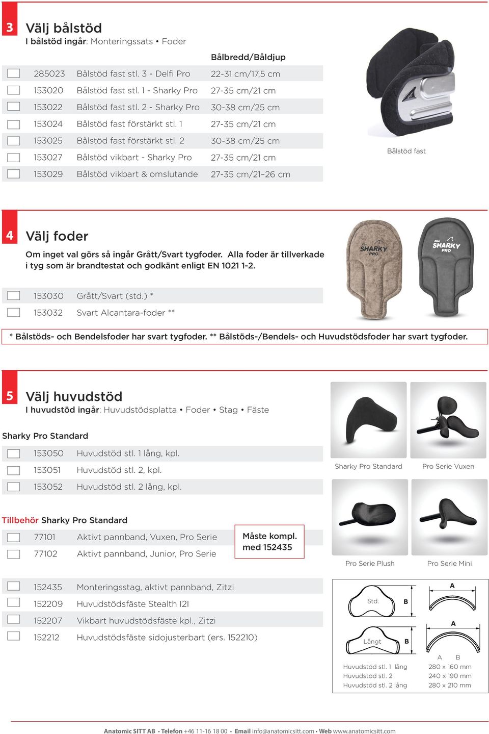 2 153027 ålstöd vikbart - Sharky Pro 153029 ålstöd vikbart & omslutande 30-38 cm/25 cm 27-35 cm/21 cm 27-35 cm/21 26 cm ålstöd fast 4 Välj foder Om inget val görs så ingår Grått/Svart tygfoder.