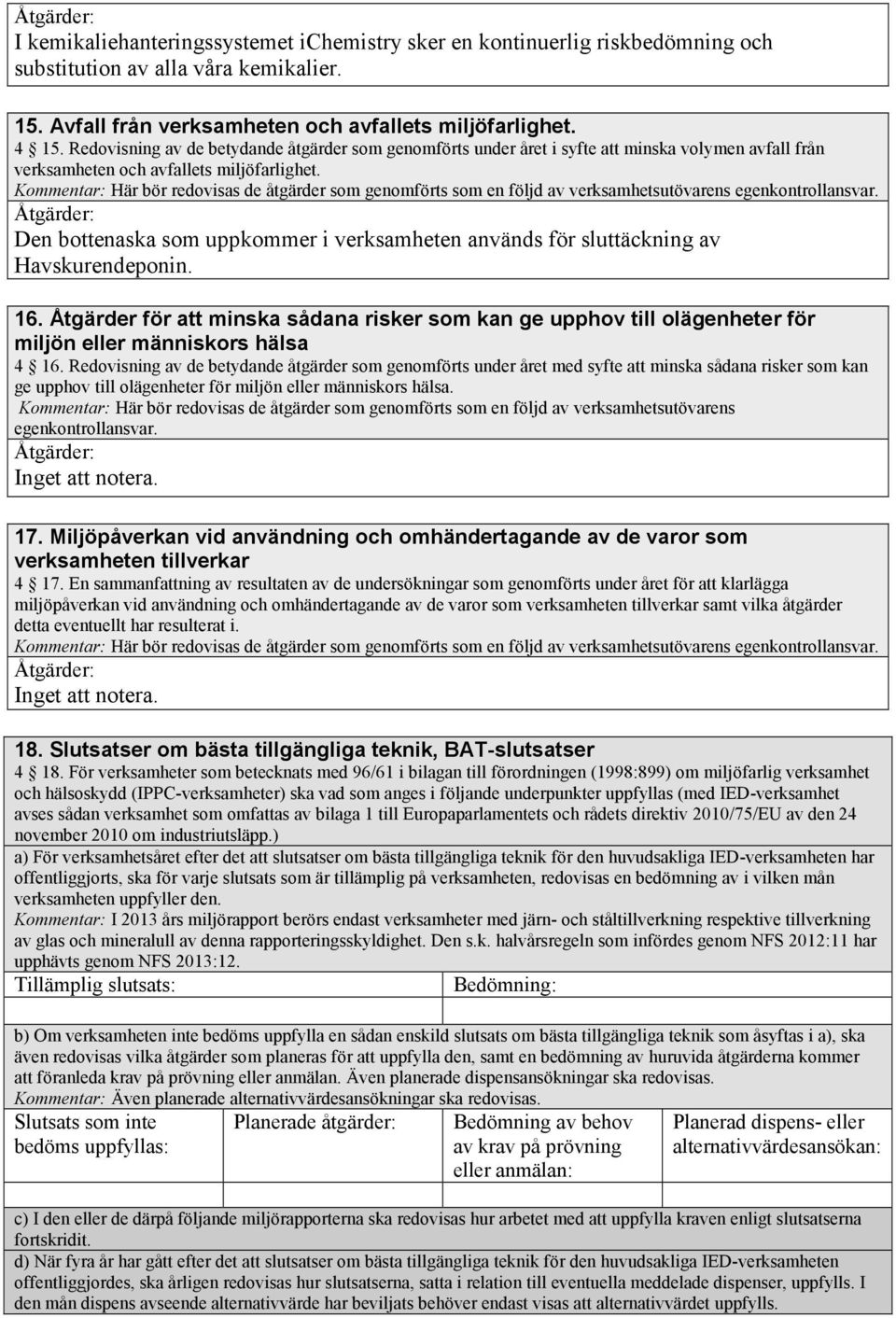 Den bottenaska som uppkommer i verksamheten används för sluttäckning av Havskurendeponin. 16.