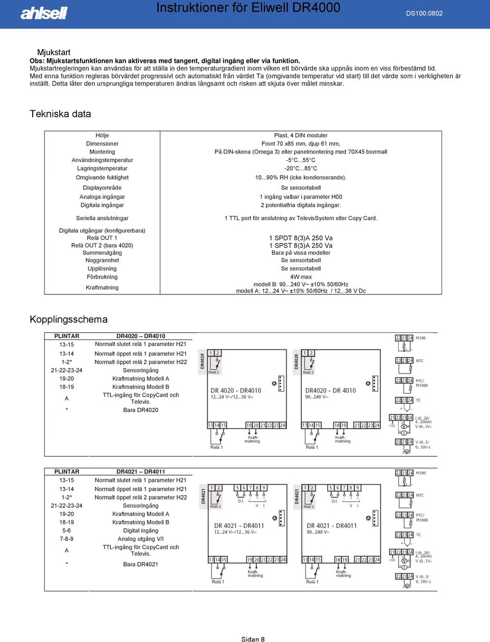 Med enna funktion regleras börvärdet progressivt och automatiskt från värdet Ta (omgivande temperatur vid start) till det värde som i verkligheten är inställt.