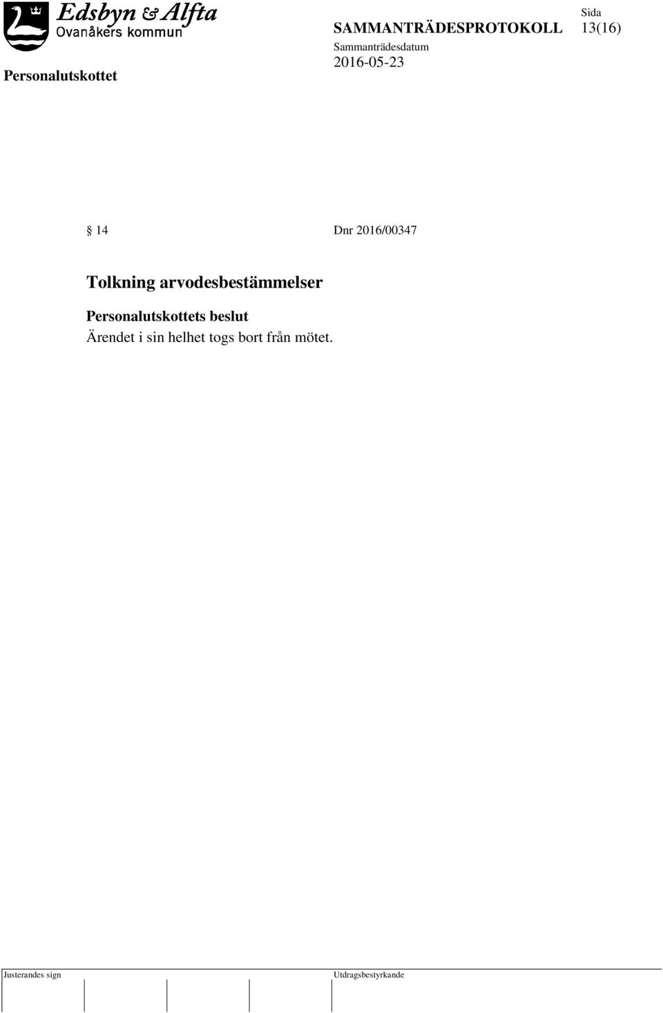 Personalutskottets beslut