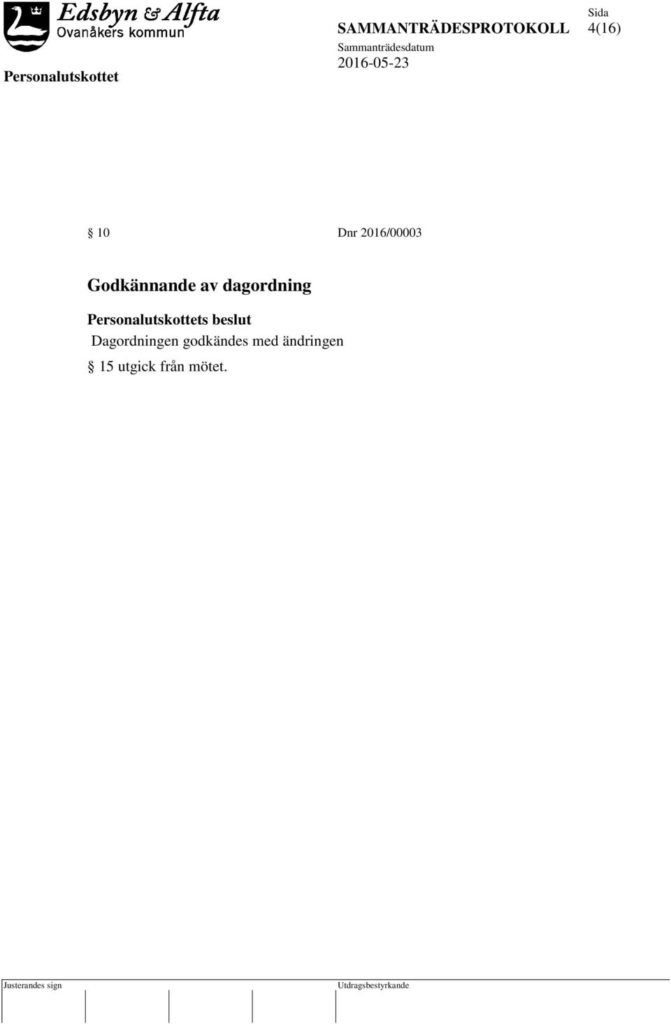 Personalutskottets beslut