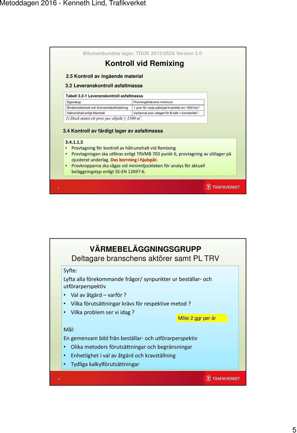 Provkropparna ska sågas vid minimitjockleken för analys för aktuell beläggningstyp enligt SS EN 12697 6.