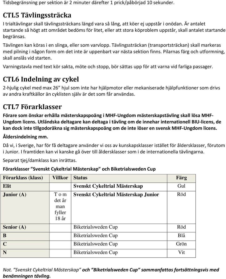 Tävlingssträckan (transportsträckan) skall markeras med pilning i någon form om det inte är uppenbart var nästa sektion finns. Pilarnas färg och utformning, skall anslås vid starten.