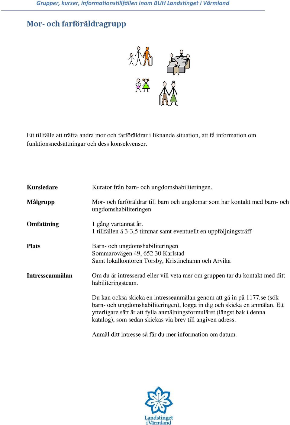 Mor- och farföräldrar till barn och ungdomar som har kontakt med barn- och ungdomshabiliteringen 1 gång vartannat år.