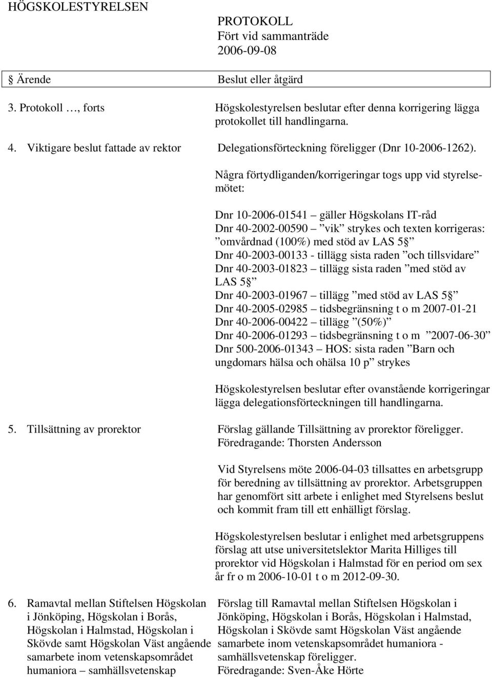 40-2003-00133 - tillägg sista raden och tillsvidare Dnr 40-2003-01823 tillägg sista raden med stöd av LAS 5 Dnr 40-2003-01967 tillägg med stöd av LAS 5 Dnr 40-2005-02985 tidsbegränsning t o m