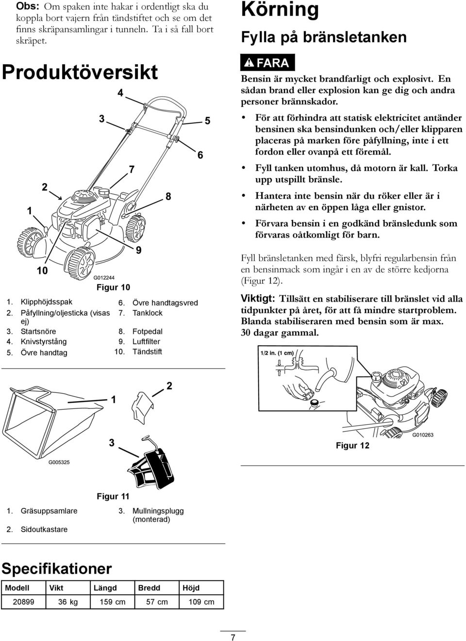 Introduktion. 53 cm bred Super-gräsklippare med uppsamlare VARNING.  Bruksanvisning - PDF Free Download