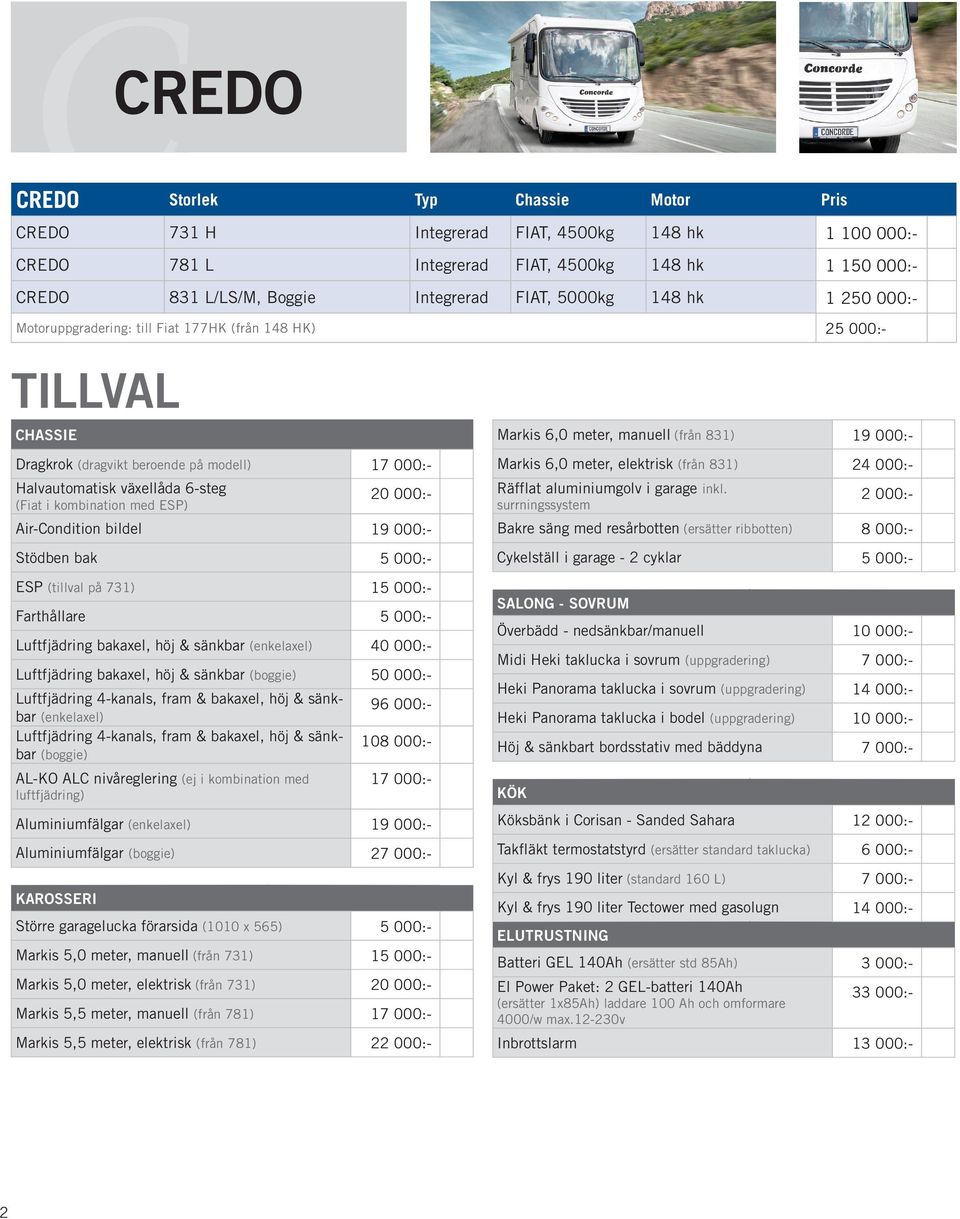 Air-Condition bildel 19 00 Stödben bak 5 00 ESP (tillval på 731) 15 00 Farthållare 5 00 Luftfjädring bakaxel, höj & sänkbar (enkelaxel) 40 00 Luftfjädring bakaxel, höj & sänkbar (boggie) 50 00