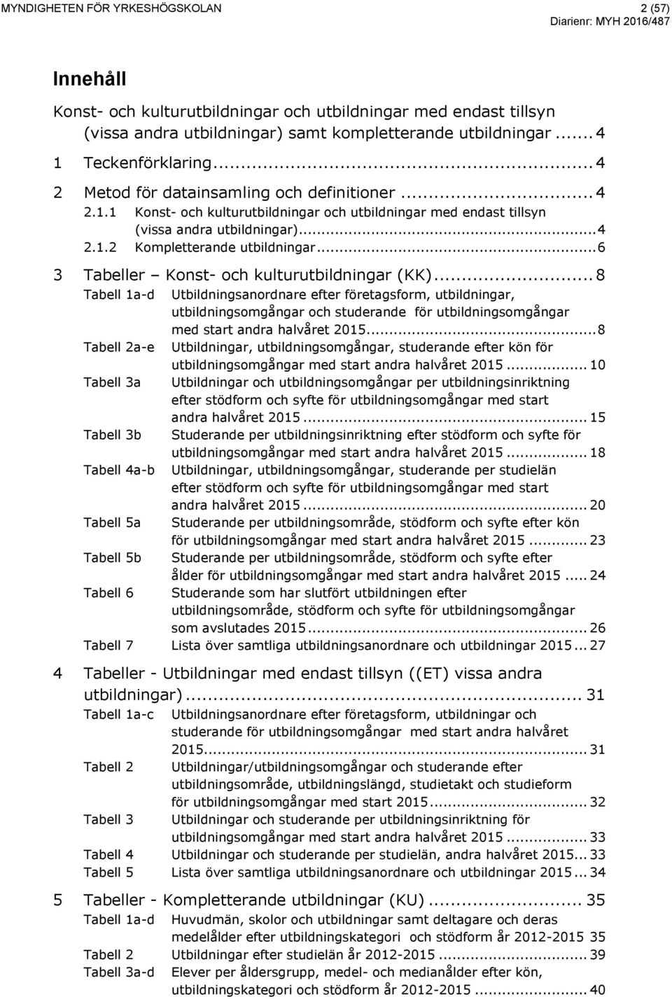 .. 6 3 Tabeller Konst- och kulturutbildningar (KK).