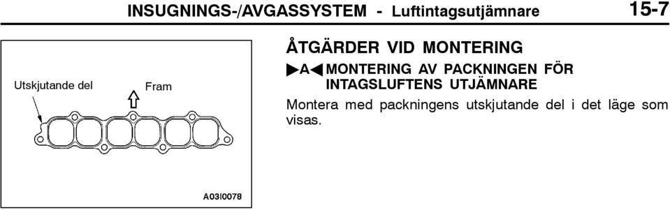 MONTERING AV PACKNINGEN FÖR INTAGSLUFTENS UTJÄMNARE