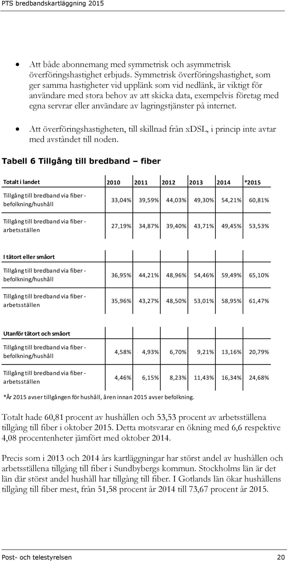 användare av lagringstjänster på internet. Att överföringshastigheten, till skillnad från xdsl, i princip inte avtar med avståndet till noden.