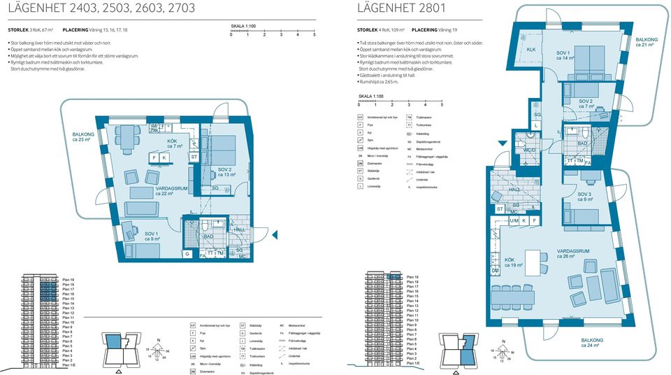 Högskåp Högskåp med med ugn/micro ugn/micro ORE: 1 Ro, 42 m² Möjlighet att välja bort ett sovrum till förmån för ett större vardagsrum.