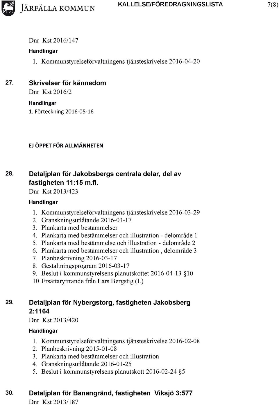 Plankarta med bestämmelser 4. Plankarta med bestämmelser och illustration - delområde 1 5. Plankarta med bestämmelse och illustration - delområde 2 6.