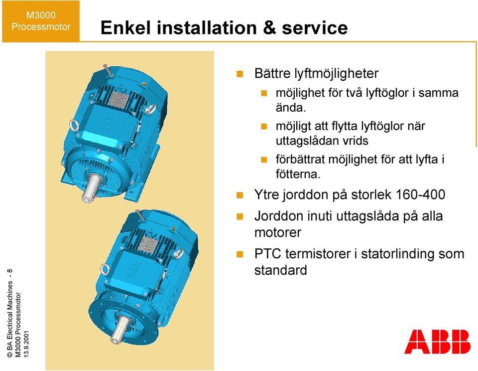 möjligt att flytta lyftöglor när uttagslådan vrids förbättrat möjlighet för att lyfta i