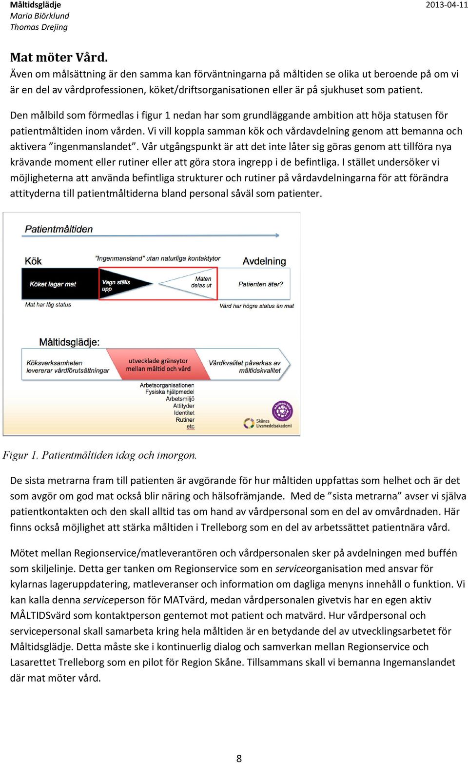 Den målbild som förmedlas i figur 1 nedan har som grundläggande ambition att höja statusen för patientmåltiden inom vården.