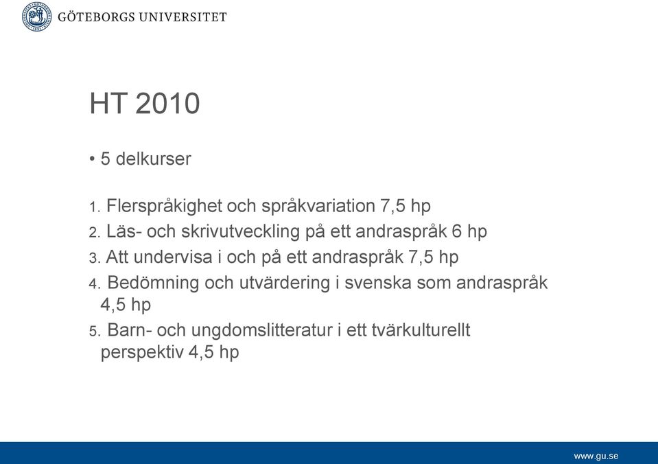 Att undervisa i och på ett andraspråk 7,5 hp 4.