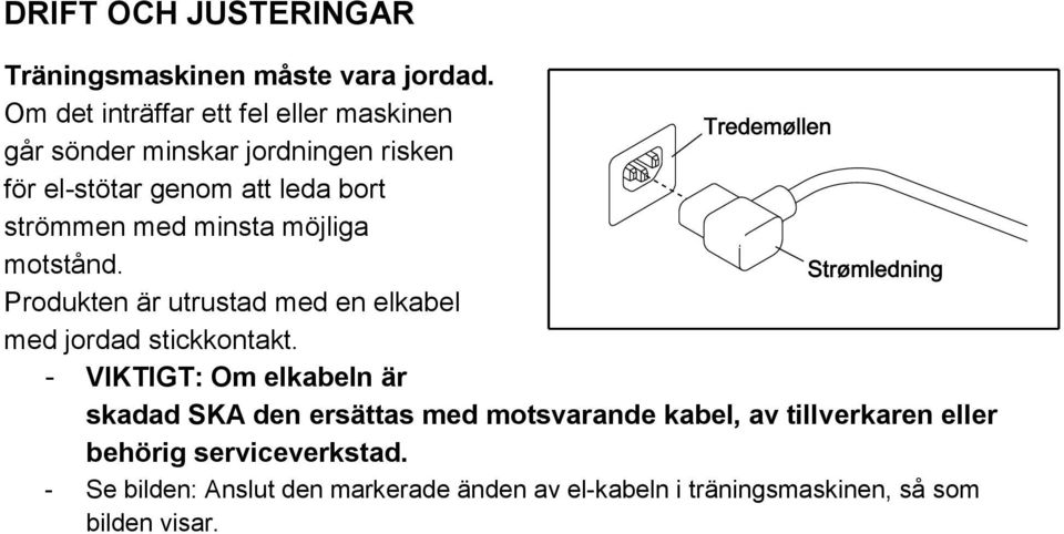 med minsta möjliga motstånd. Produkten är utrustad med en elkabel med jordad stickkontakt.