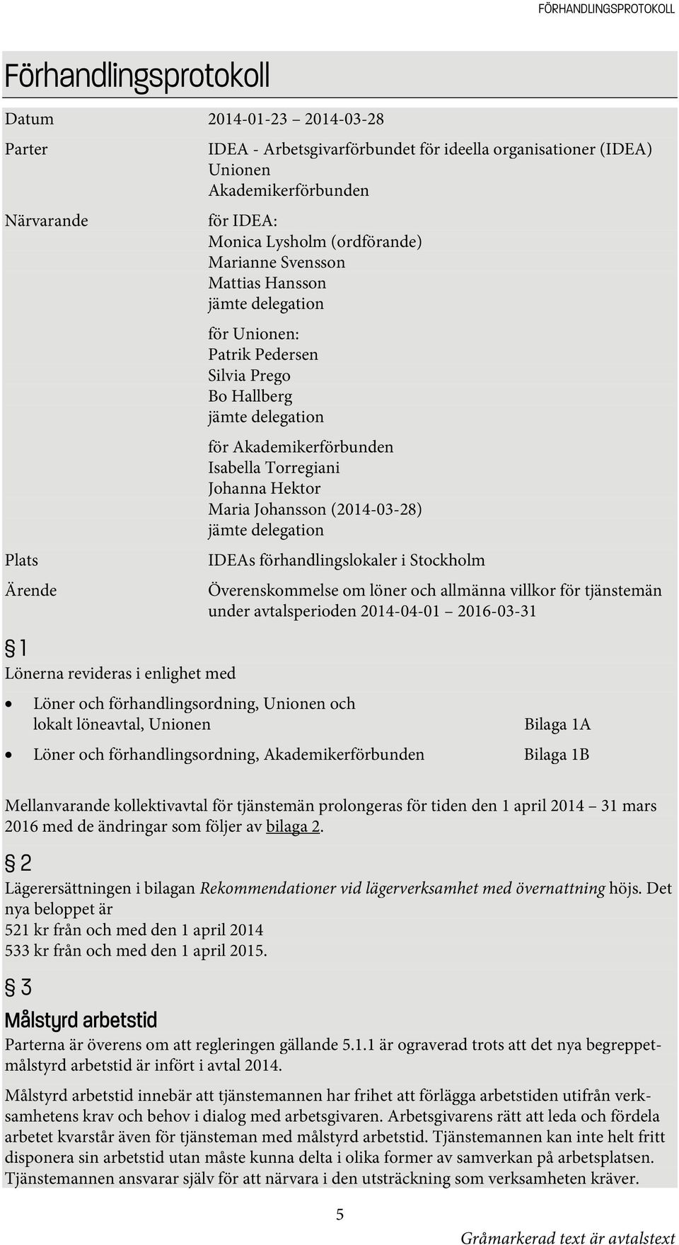 Akademikerförbunden Isabella Torregiani Johanna Hektor Maria Johansson (2014-03-28) jämte delegation IDEAs förhandlingslokaler i Stockholm Löner och förhandlingsordning, Unionen och lokalt löneavtal,