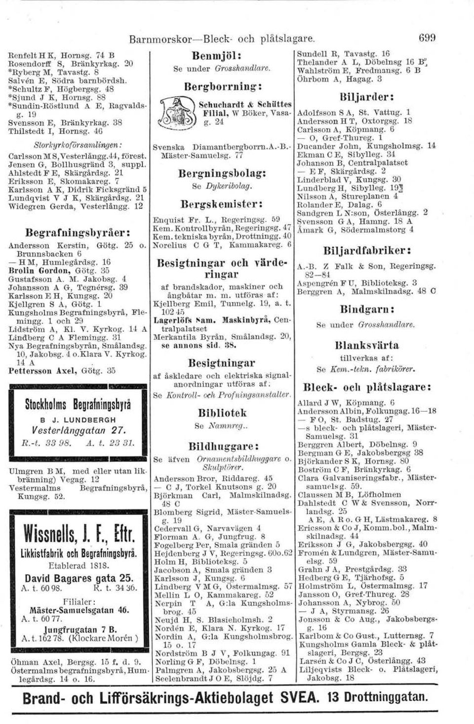 lii:äster-samuelsg. 77 Jensen G, Böllhusgränd 3, suppl Ahlstedt F E, Skärgårdsg. 21 Bergningsbolag: Eriksson Karlsson E, Skomakareg. 7 A K, Didrik Ficksgränd 5 Se Dylceribolag.