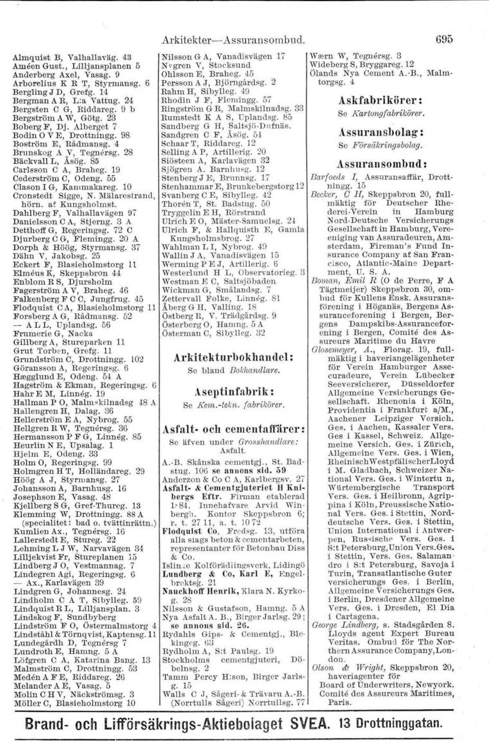 55 Clason I G, Kauunakareg. 10 Cronstedt Sigge, N. l\1älarestrand, hörn. af Kungsholmst. Dahlberg F, Valhallavägen 9'7 Danielsson CA, Stjerng. 3 A Detthoff G, Regeringsg. 72 C Djurberg C G, Flemingg.