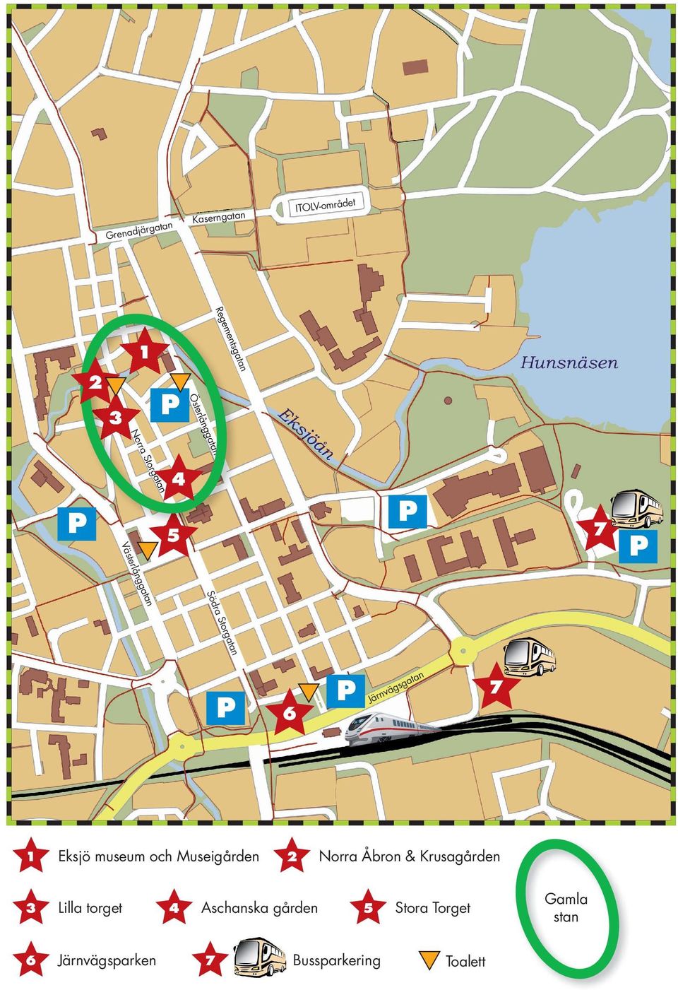 Jä 7 1 Eksjö museum och Museigårde 3 Lilla torget 6 Järvägsparke 6 2 a ga4t Aschaska
