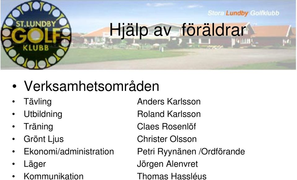 Grönt Ljus Christer Olsson Ekonomi/administration Petri