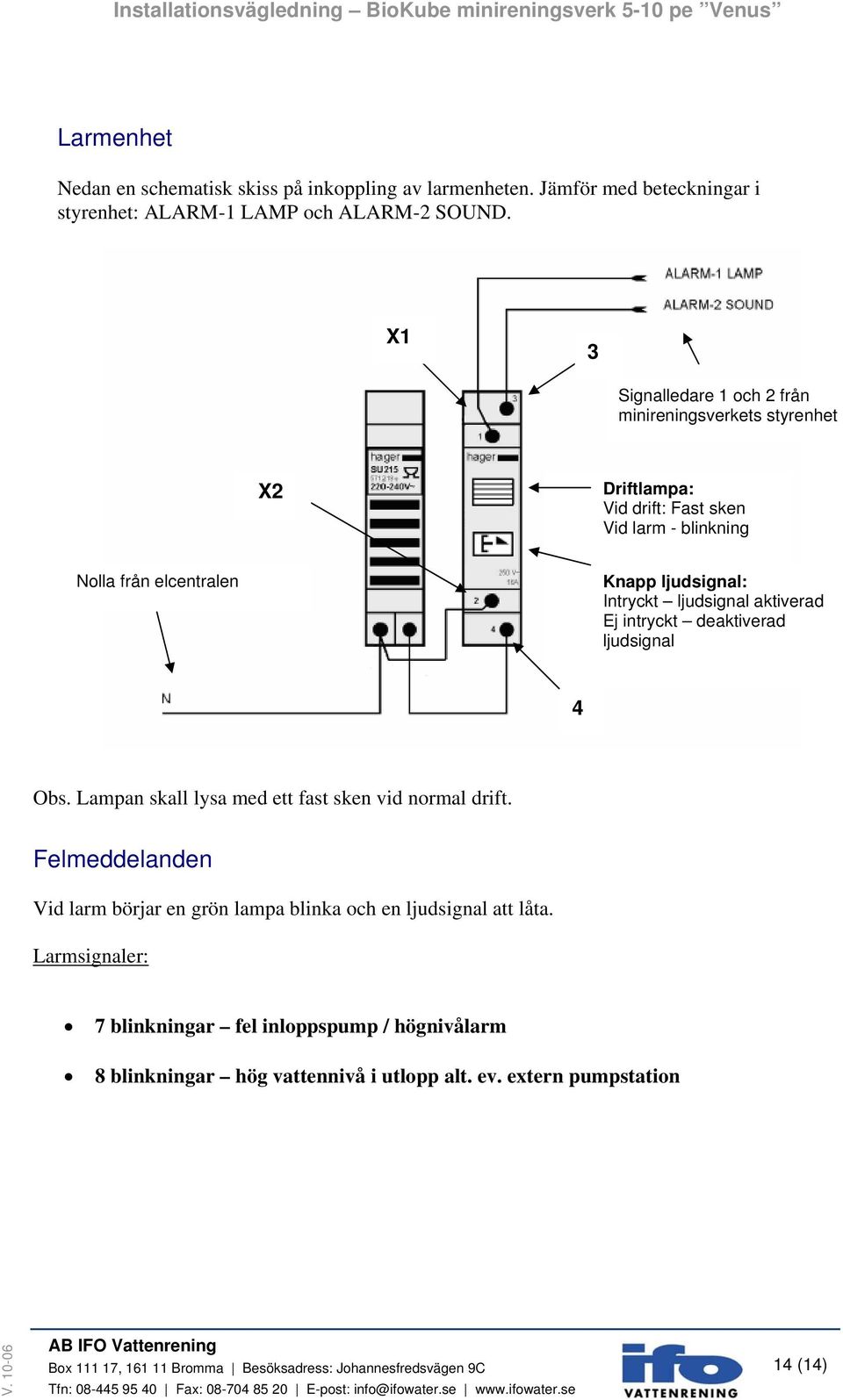Intryckt ljudsignal aktiverad Ej intryckt deaktiverad ljudsignal 4 Obs. Lampan skall lysa med ett fast sken vid normal drift.