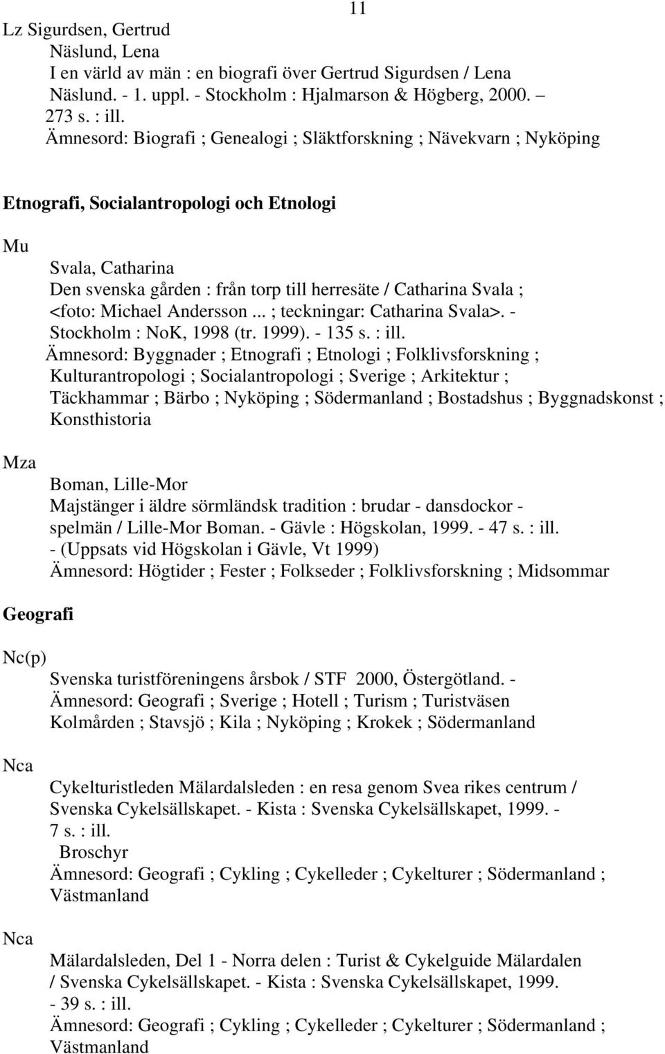 Svala ; <foto: Michael Andersson... ; teckningar: Catharina Svala>. - Stockholm : NoK, 1998 (tr. 1999). - 135 s. : ill.