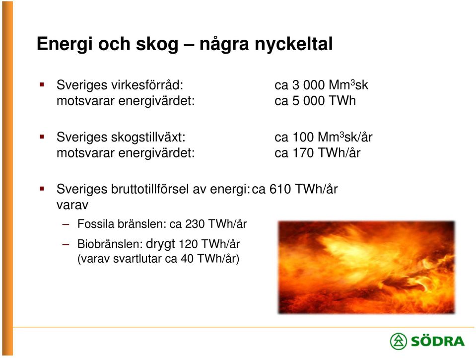 Mm 3 sk/år ca 170 TWh/år Sveriges bruttotillförsel av energi:ca 610 TWh/år varav