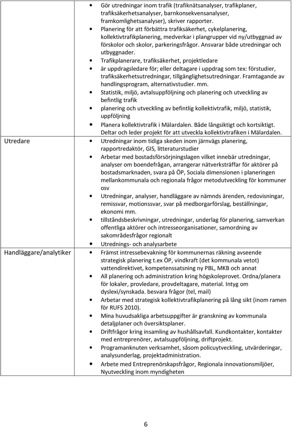 Ansvarar både utredningar och utbyggnader.