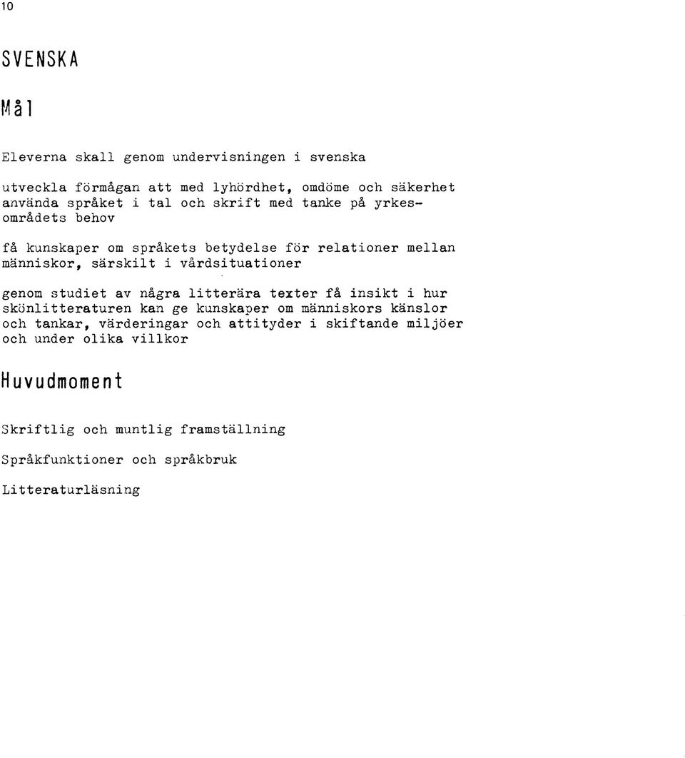 genom studiet av några litterära texter få insikt i hur skönlitteraturen kan ge kunskaper om människors känslor och tankar, värderingar och