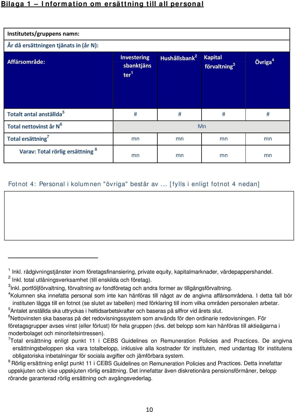 .. [fylls i enligt fotnot 4 nedan] 1 Inkl. rådgivningstjänster inom företagsfinansiering, private equity, kapitalmarknader, värdepappershandel. 2 Inkl.