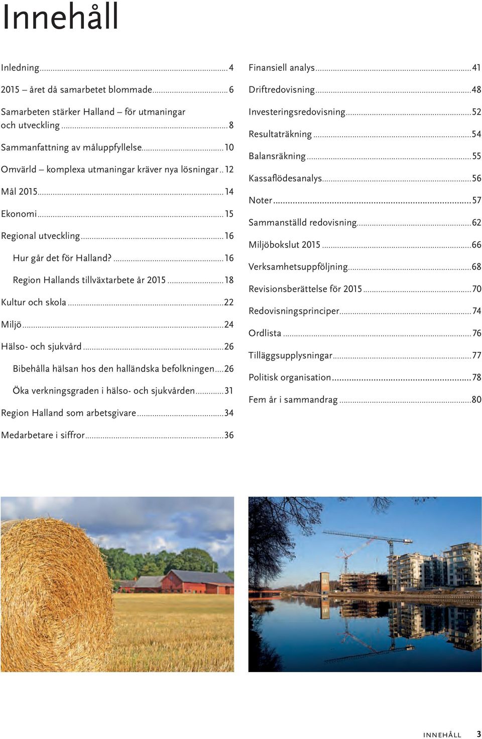 ..22 Miljö...24 Hälso- och sjukvård...26 Bibehålla hälsan hos den halländska befolkningen...26 Öka verkningsgraden i hälso- och sjukvården...31 Region Halland som arbetsgivare...34 Finansiell analys.