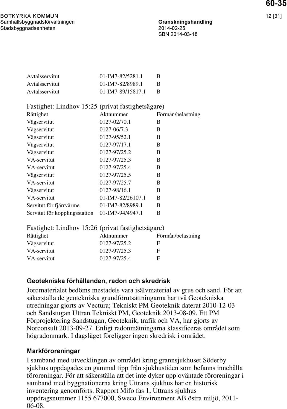 1 B Vägservitut 0127-97/25.2 B VA-servitut 0127-97/25.3 B VA-servitut 0127-97/25.4 B Vägservitut 0127-97/25.5 B VA-servitut 0127-97/25.7 B Vägservitut 0127-98/16.1 B VA-servitut 01-IM7-82/26107.