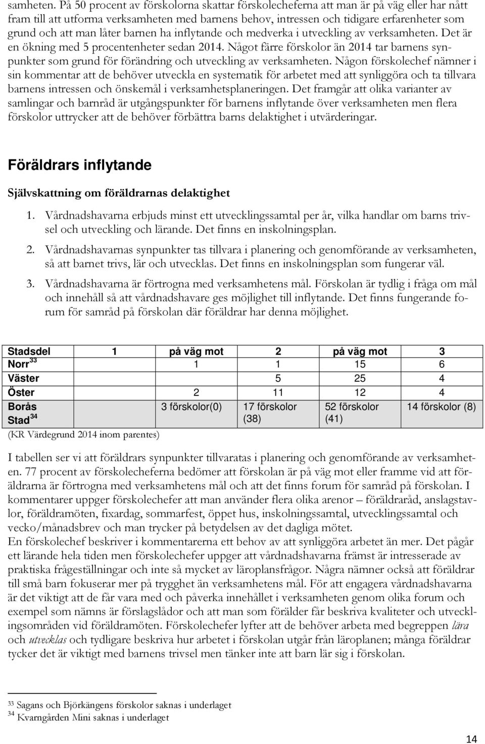 låter barnen ha inflytande och medverka i utveckling av verk Det är en ökning med 5 procentenheter sedan 2014.