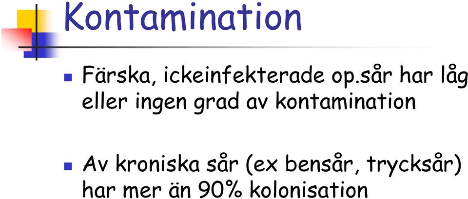 kontamination Av kroniska sår (ex