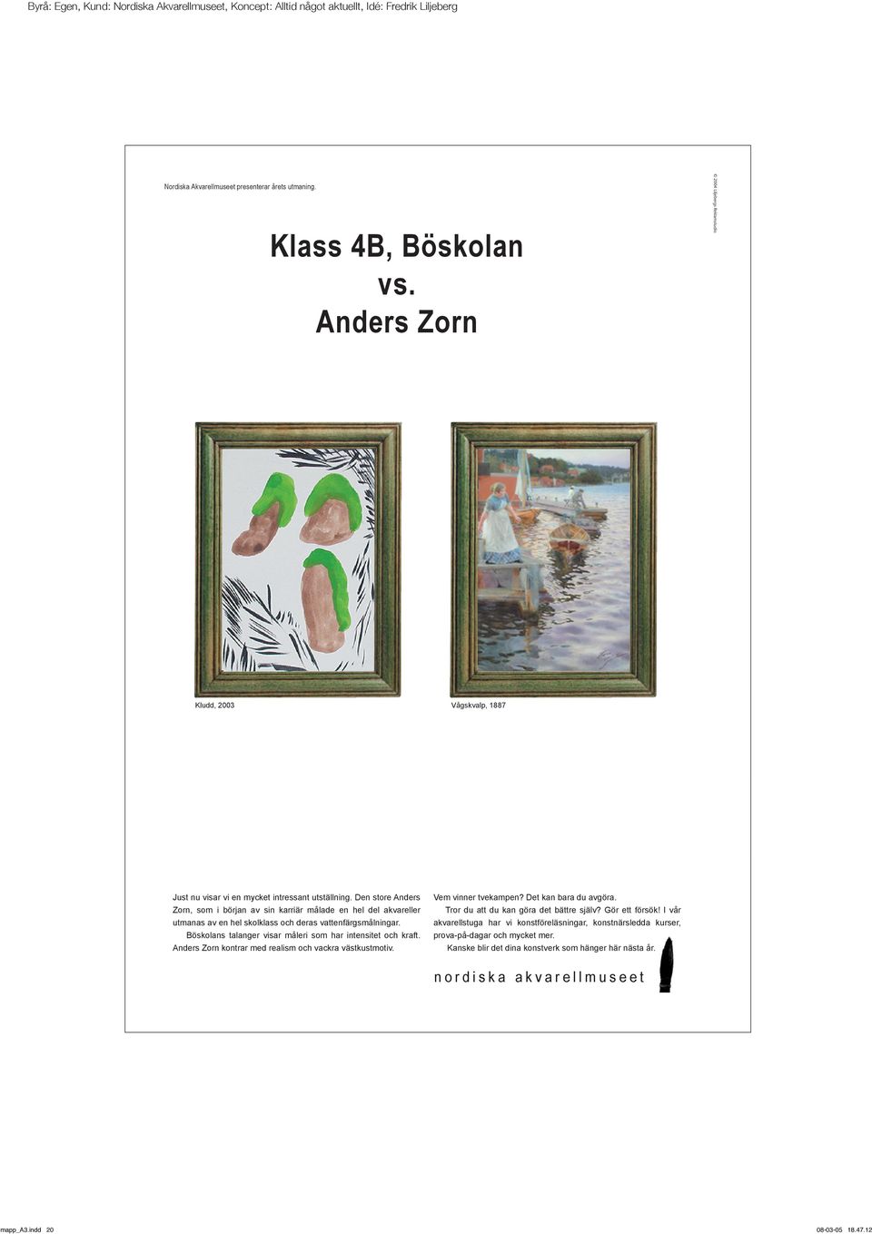 Den store Anders Zorn, som i början av sin karriär målade en hel del akvareller utmanas av en hel skolklass och deras vattenfärgsmålningar.