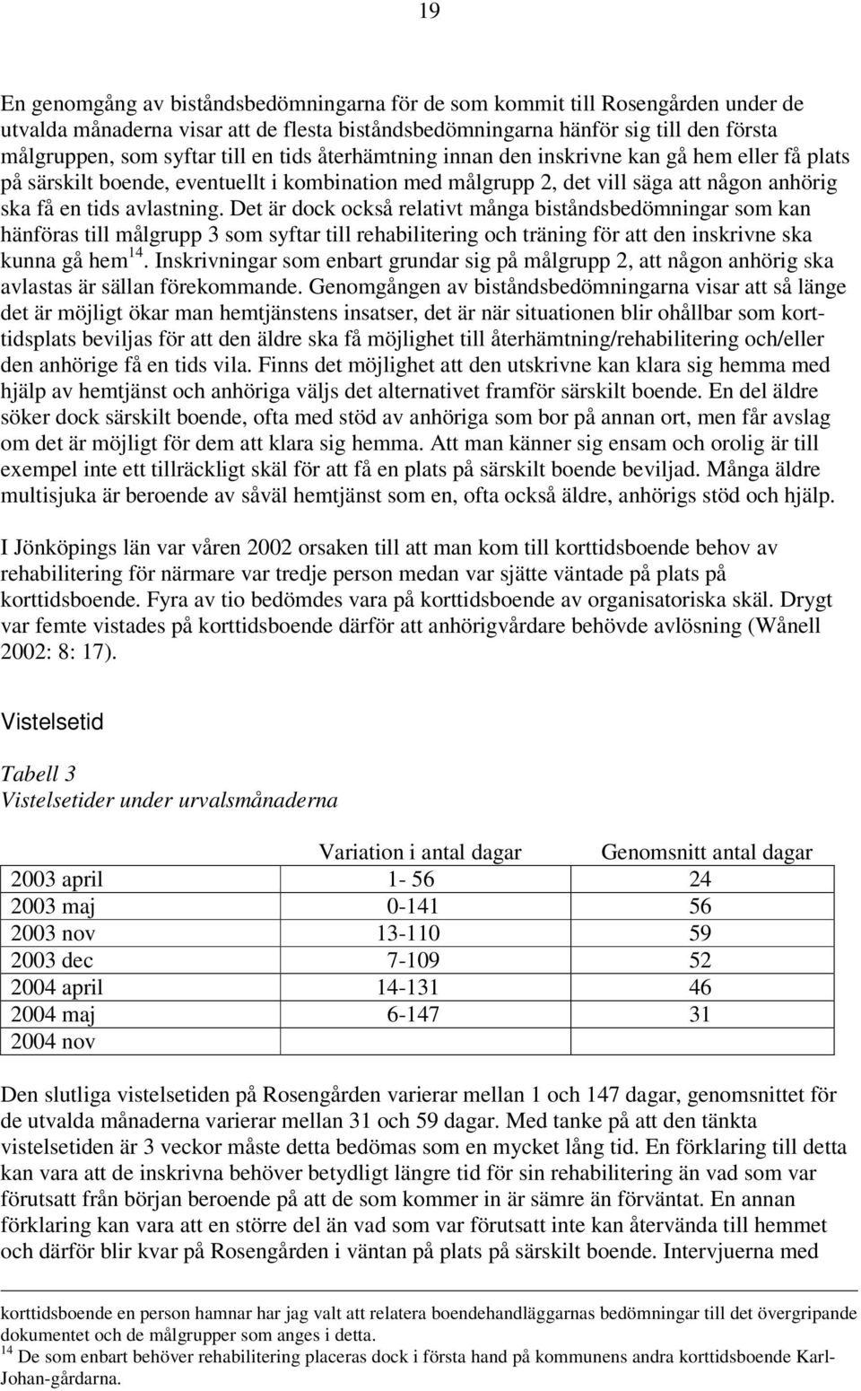 Det är dock också relativt många biståndsbedömningar som kan hänföras till målgrupp 3 som syftar till rehabilitering och träning för att den inskrivne ska kunna gå hem 14.