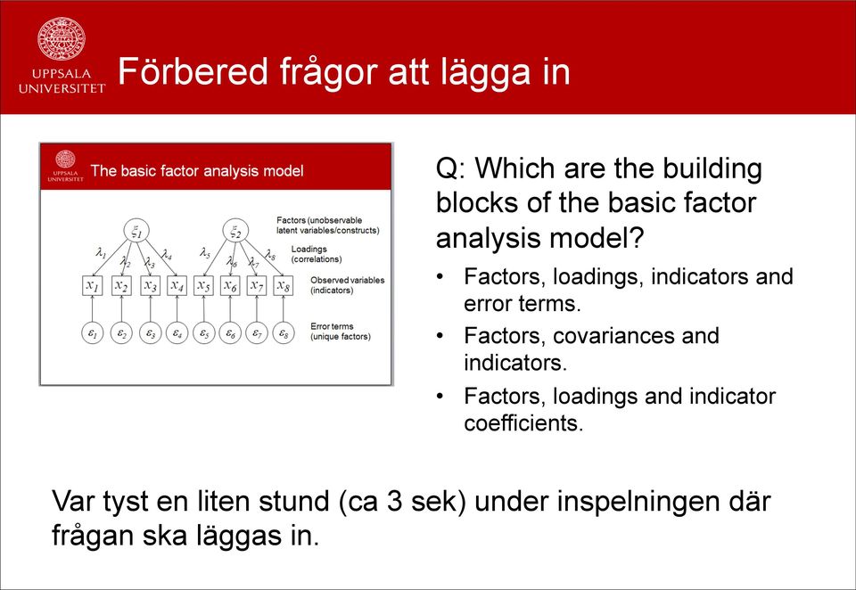 Factors, covariances and indicators.