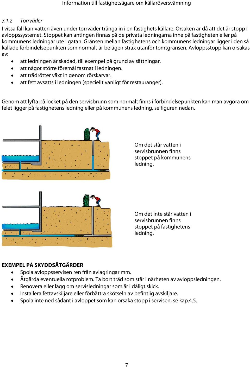 Gränsen mellan fastighetens och kommunens ledningar ligger i den så kallade förbindelsepunkten som normalt är belägen strax utanför tomtgränsen.