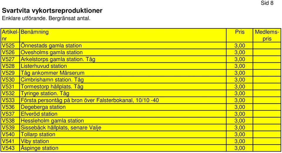 Tåg 3,00 V528 Listerhuvud station 3,00 V529 Tåg ankommer Märserum 3,00 V530 Cimbrishamn station. Tåg 3,00 V531 Tormestorp hållplats.
