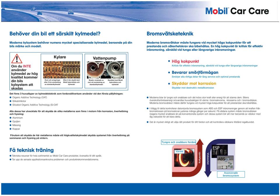 Additive Technology (OAT) Silikatinhibitor Silicated Organic Additive Technology (Si-OAT Kylare Rost och avlagringar efter 2 års användning av standardkylmedel Efter 2 års skydd med Mobil kylarvätska