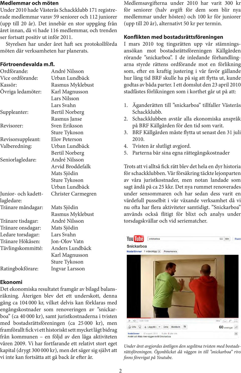 Styrelsen har under året haft sex protokollförda möten där verksamheten har planerats. Förtroendevalda m.fl.