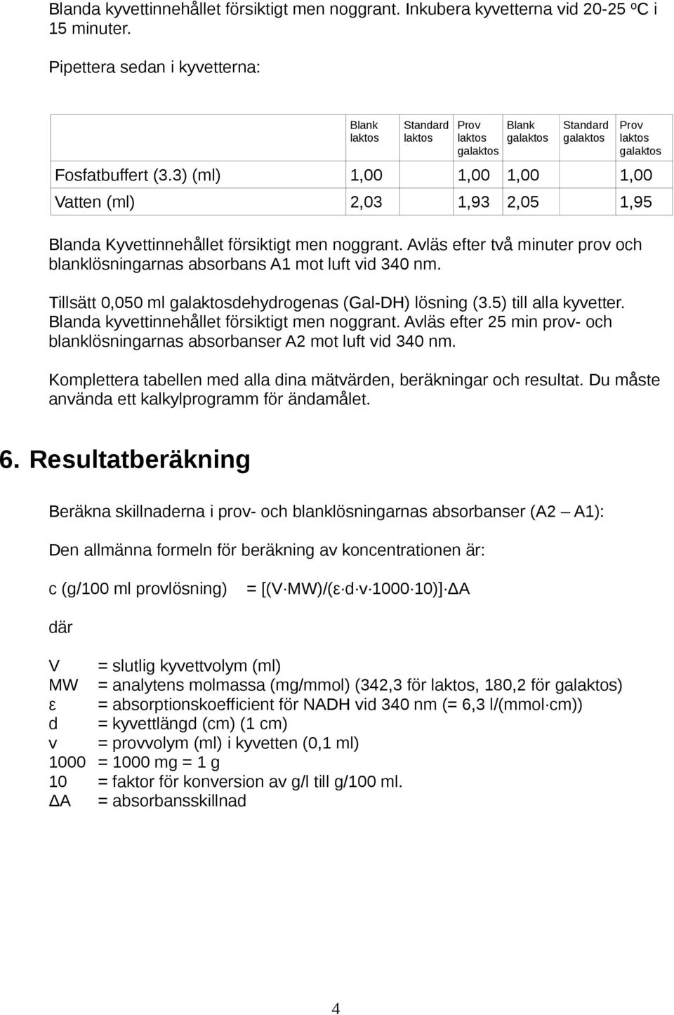 Tillsätt 0,050 ml gadehydrogenas (Gal-DH) lösning (3.5) till alla kyvetter. Blanda kyvettinnehållet försiktigt men noggrant.