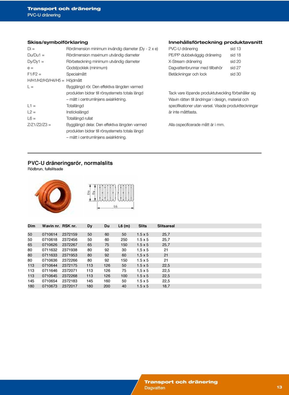 Betäckningar och lock sid 30 H/H1/H2/H3/H4/H5 = Höjdmått L = Bygglängd rör.