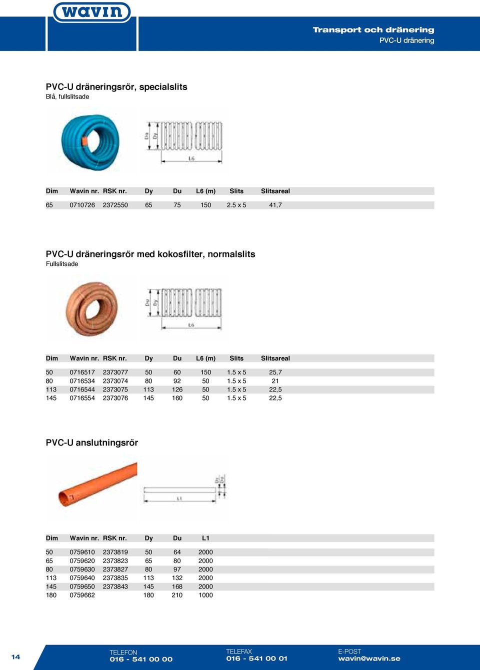 5 x 5 41,7 23725 PVC-U dräneringsrör med kokosfilter, normalslits Fullslitsade L6 (m) Slits Slitsareal 07117 07134 07144 07154 60 92 126 1 1.5 x 5 1.