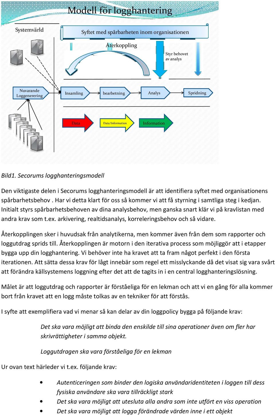 Har vi detta klart för oss så kommer vi att få styrning i samtliga steg i kedjan. Initialt styrs spårbarhetsbehoven av dina analysbehov, men ganska snart klär vi på kravlistan med andra krav som t.ex.