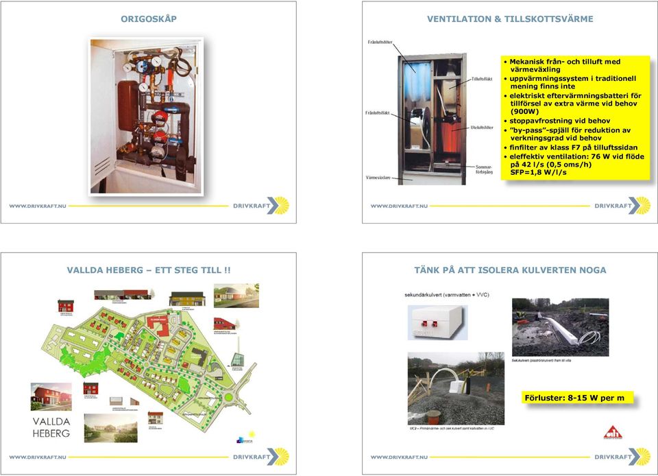 -spjäll för reduktion av verkningsgrad vid behov finfilter av klass F7 på tilluftssidan eleffektiv ventilation: 76 W vid