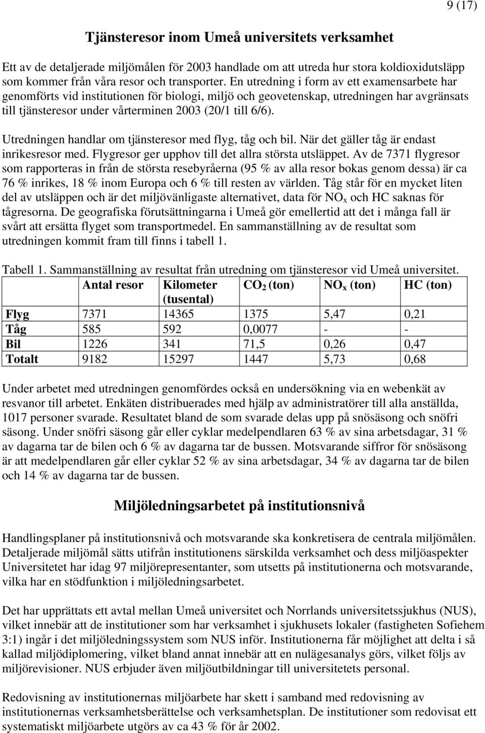 Utredningen handlar om tjänsteresor med flyg, tåg och bil. När det gäller tåg är endast inrikesresor med. Flygresor ger upphov till det allra största utsläppet.