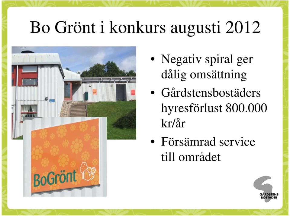 Gårdstensbostäders hyresförlust 800.