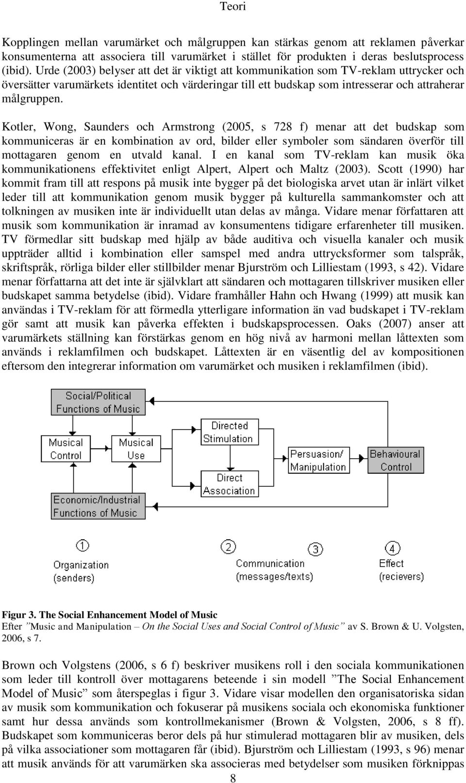 Kotler, Wong, Saunders och Armstrong (2005, s 728 f) menar att det budskap som kommuniceras är en kombination av ord, bilder eller symboler som sändaren överför till mottagaren genom en utvald kanal.